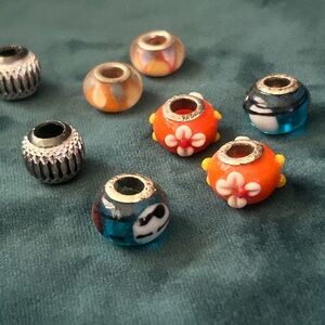 Set of 8 Charm Beads 925 Silver Create Your Own Bracelet!